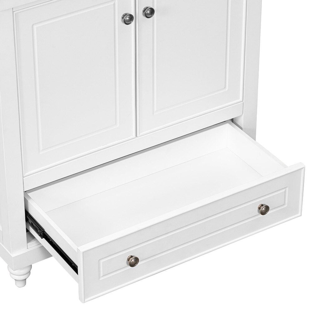 MDF Freestanding Bathroom Vanity Set with Drawer  Integrated Sink and Doors