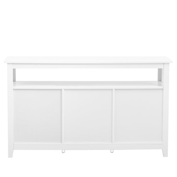 White Entryway Console Table with Shelves Storage Grid