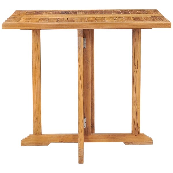 Chic Teak Hatteras Square Teak Wood Outdoor Folding Patio Table，35 Inch (table only)