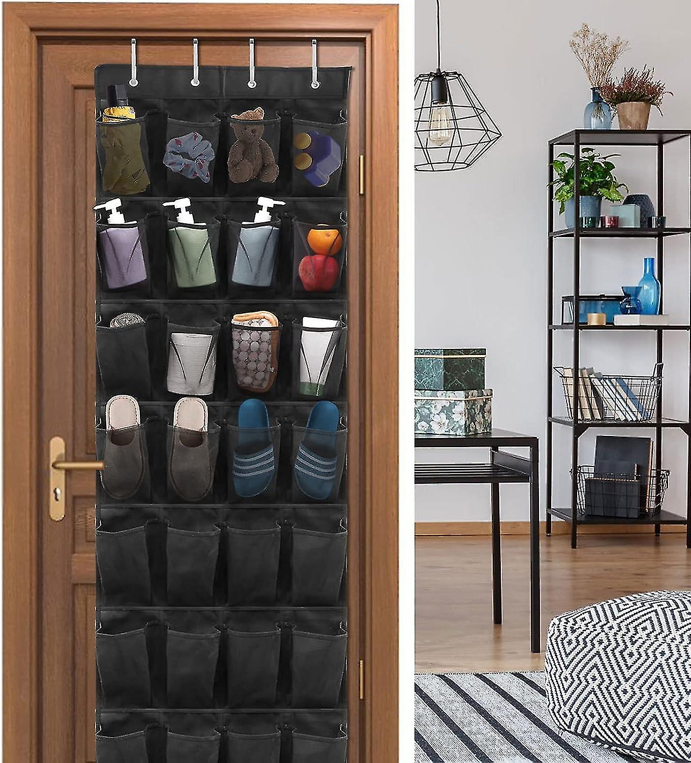 Wall Mounted Shoe Storage Bag， Hanging Shoe Rack， Large Mesh Pocket And Metal Hook (black)