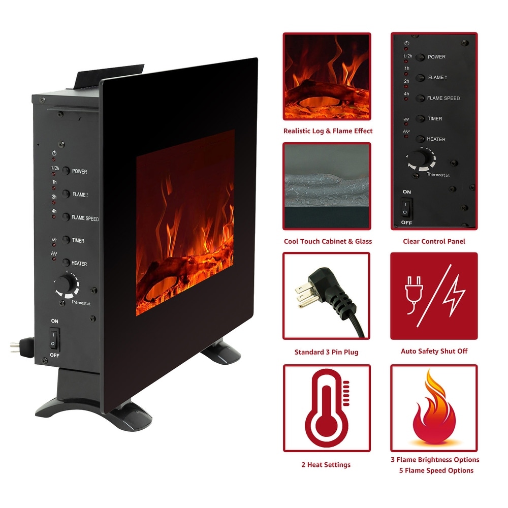 FLAME SHADE Wall Mounted Electric Fireplace Heater with Remote