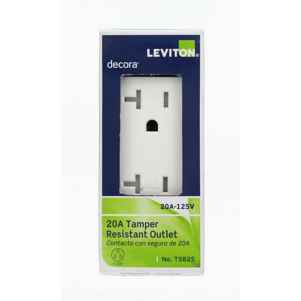 Leviton Decora 20 Amp  Tamper Resistant Duplex Outlet White (10-Pack) M02-T5825-WMP