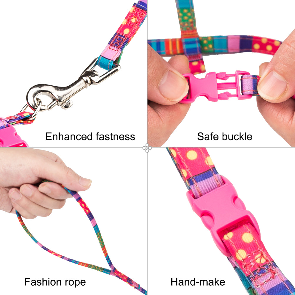 Buckle Cat Harness With Leash，Buckle Colorful Design for Cat Harness and Puppy Cat