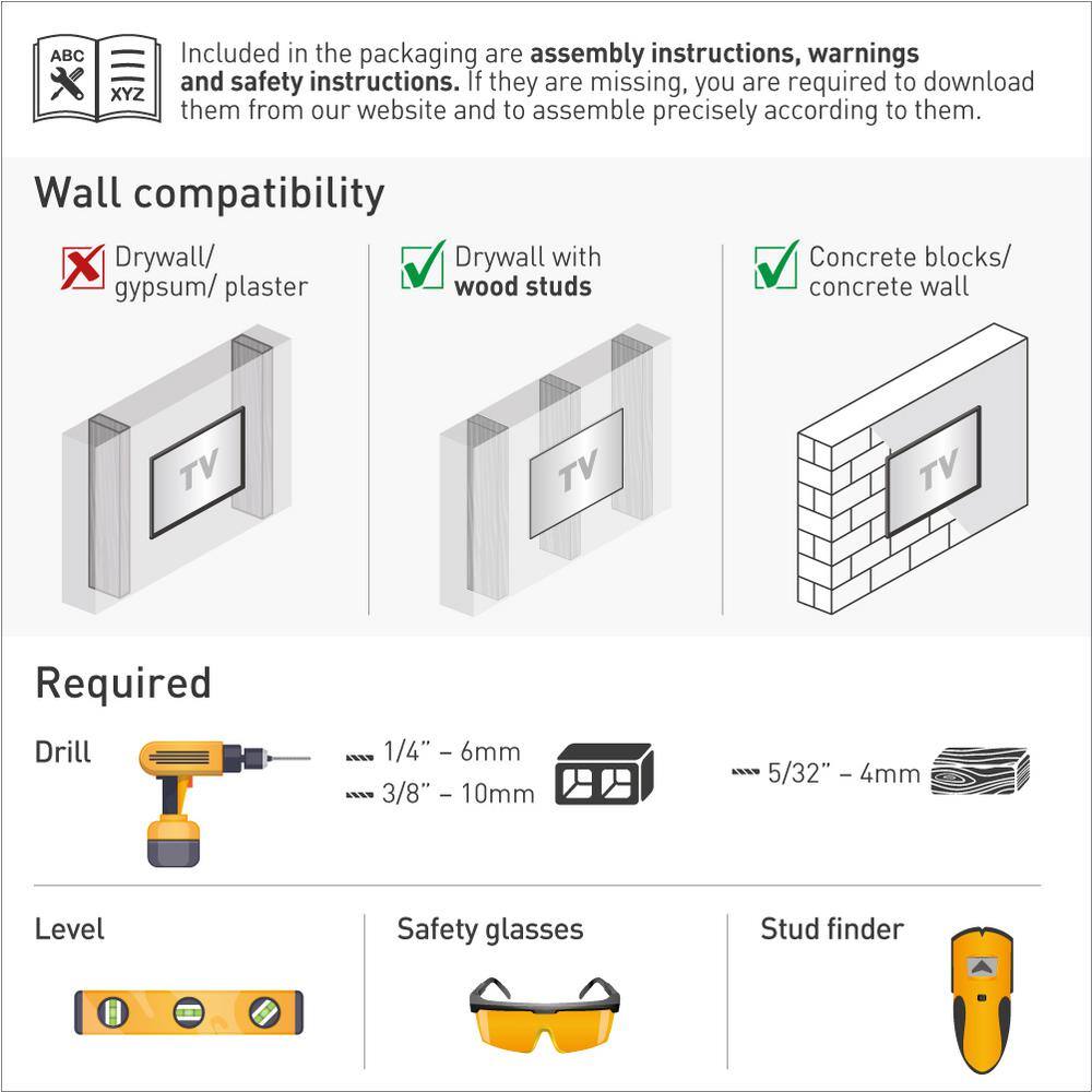 Barkan a Better Point of View Barkan 13 in. to 65 in. Full Motion - 4 Movement Flat  Curved TV Wall Mount White Patented to Fit Various Screen Types 3400W.W