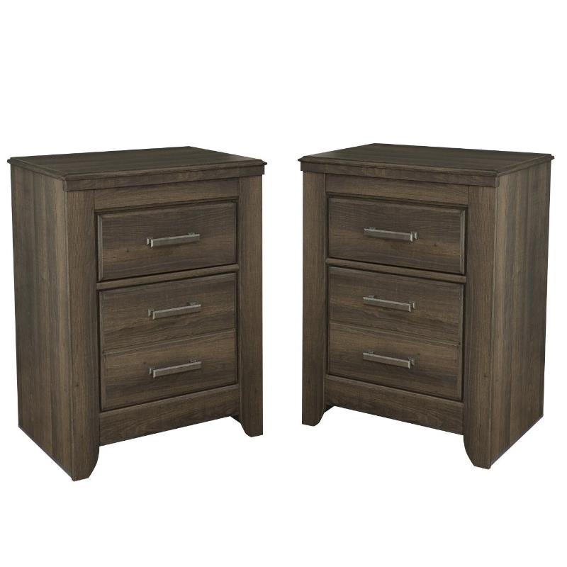 Home Square 2-Drawer Nightstand in Dark Brown ( Set of 2 )