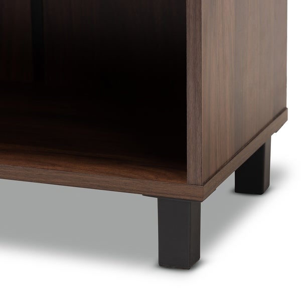 Modern and Contemporary Walnut Brown 2-Door Shoe Storage Cabinet - - 27147069