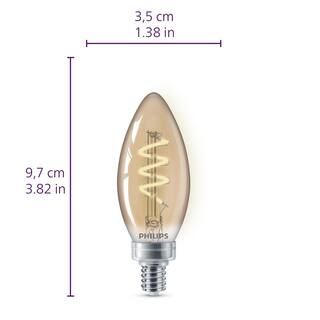 Philips 25-Watt Equivalent B11 Spiral Filament E12 Base LED Vintage Edison LED Light Bulb 2000K Amber (2-Pack) 565804