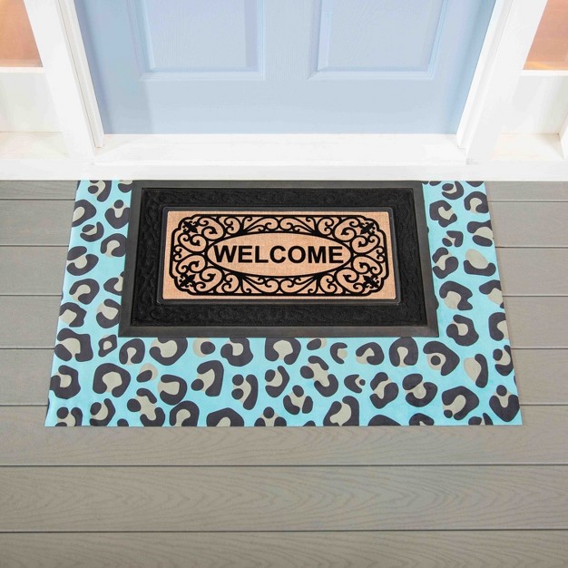 Evergreen Blue Animal Print Layering Mat Inches 11 5 X 9 5 Inches Indoor And Outdoor Decor