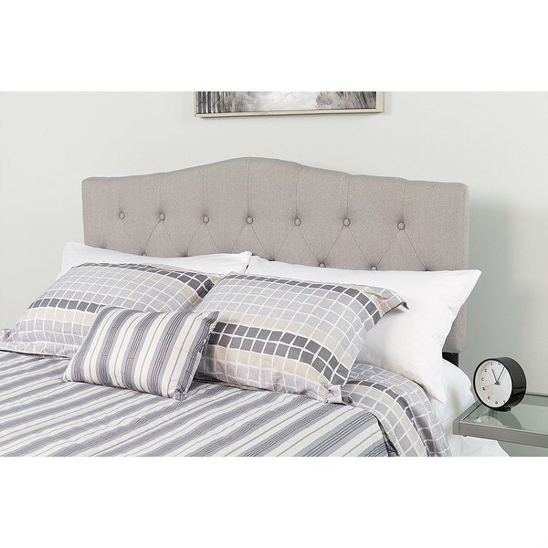 Twin size Light Grey Upholstered Button Tufted Headboard - - 29083854