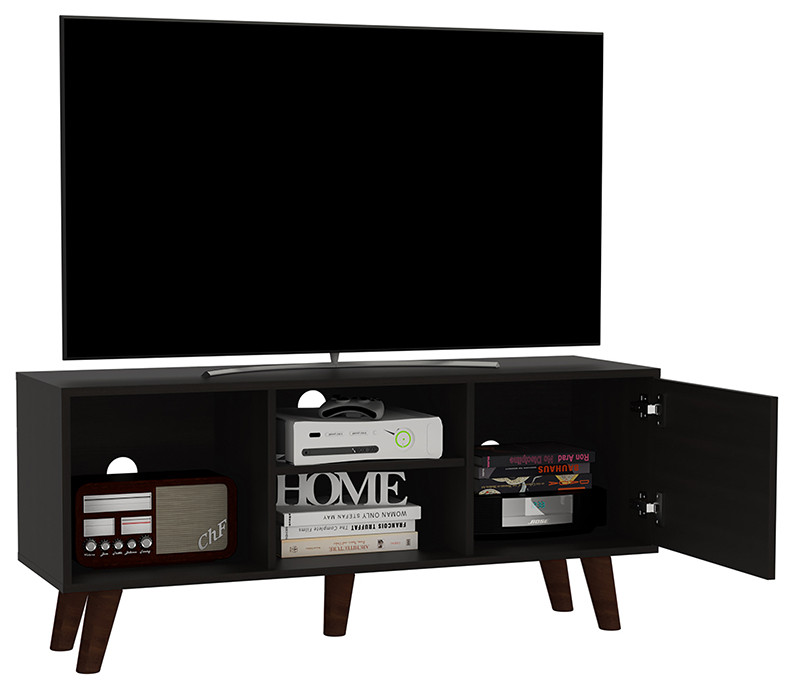 DEPOT E SHOP Ontario TV Stand  3 Shelves  Single Door Cabinet   Midcentury   Entertainment Centers And Tv Stands   by DEPOT ESHOP LLC  Houzz