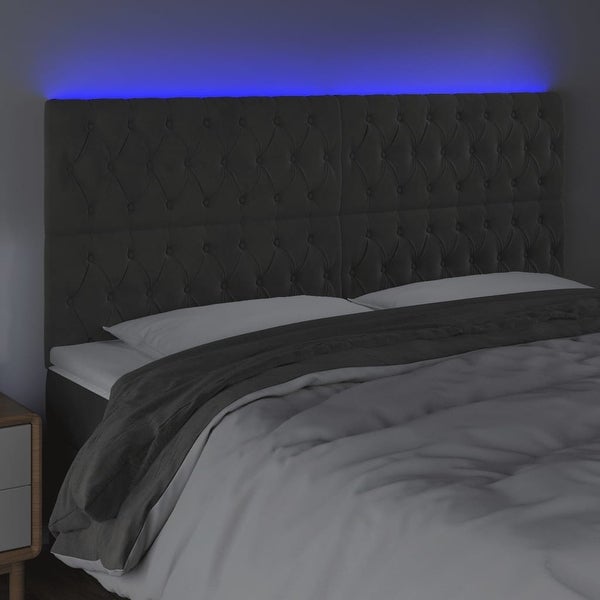 vidaXL LED Headboard Dark/Light Gray multisize Velvet - - 37421088