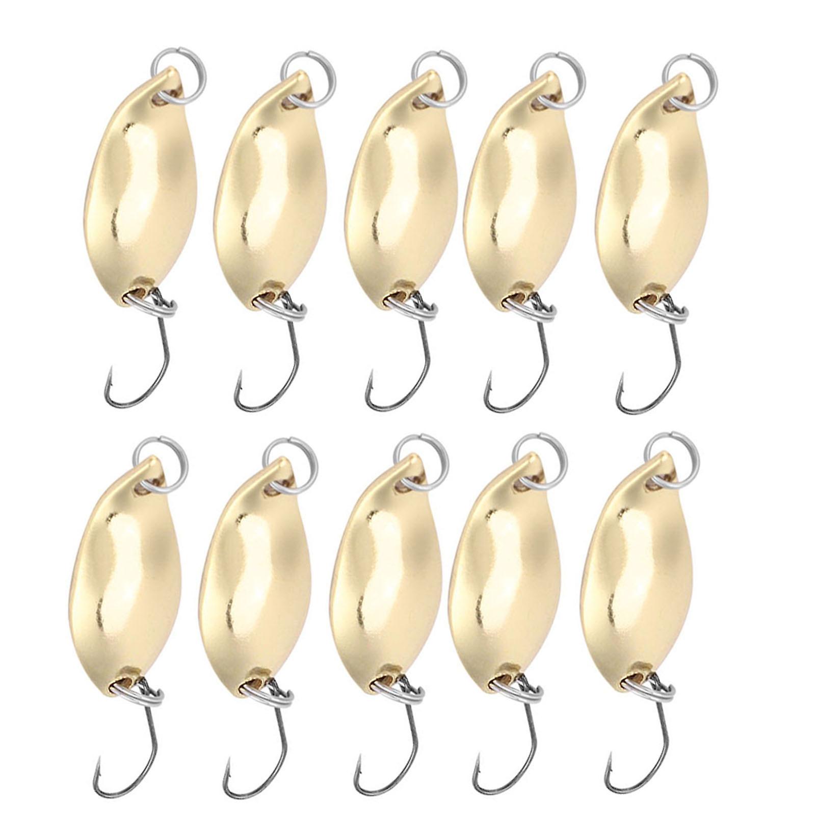 10pcs Lot Fishing Lures Wobbler Baits Spoon Style Artificial Metal Baits Hook (gold， 2.5g)