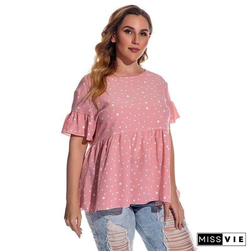 Summer Oversized T-shirt Women Plus Size Tops Print Dot Tshirts Oversize Loose T Shirt Tee Shirt Female 4XL