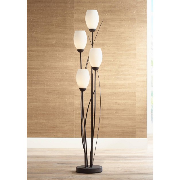 Tall Ginger Black Tulip White Cased Glass Shades For Living Room Bedroom Uplight