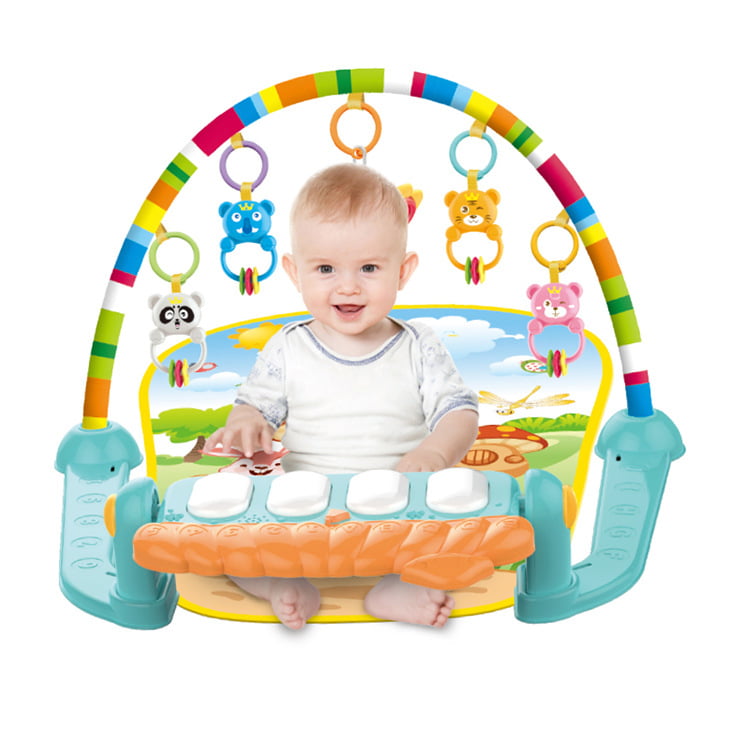 Baby Play Mat for Infant with Music and Mirror， Newborn Piano Activity Center Toys Gym Floor Playmat for Boys Girls