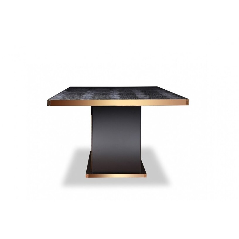 A X Talin Modern Black Crocodile   Rosegold Dining Table