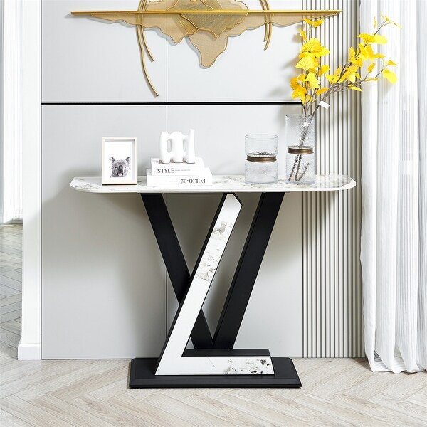 Console Table，Exquisite Shape Design w/ Adjustable Foot Pads