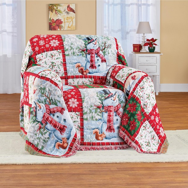 Collections Etc Snowman Tapestry Furn Throw