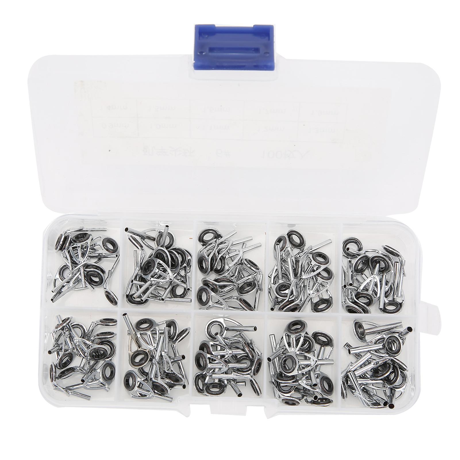 100pcs Fishing Rod Guide Ring Set Ceramic Guide Eye Sets Boxed Fishing Rod Accessories