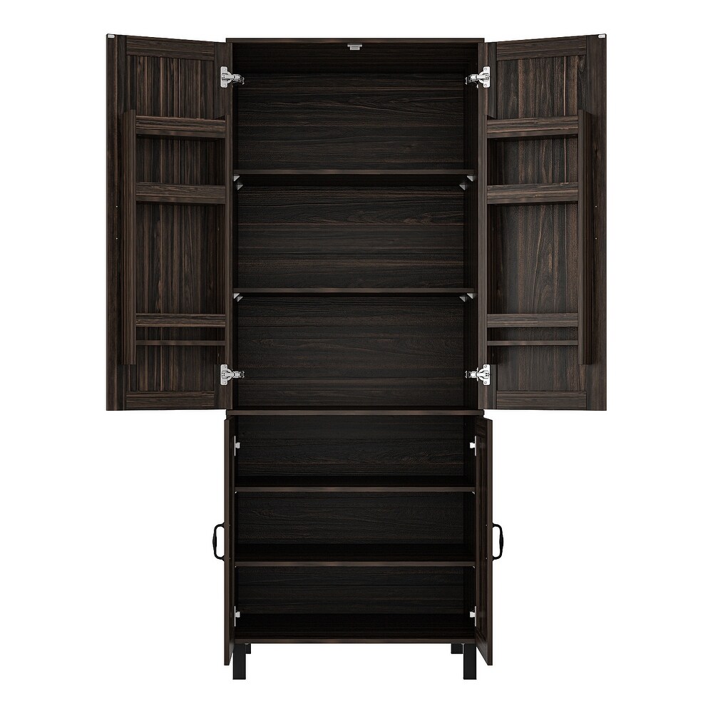 Dark Wood Grain Storage Cabinet Versatile and Stylish Organizer Pantry   31.5\