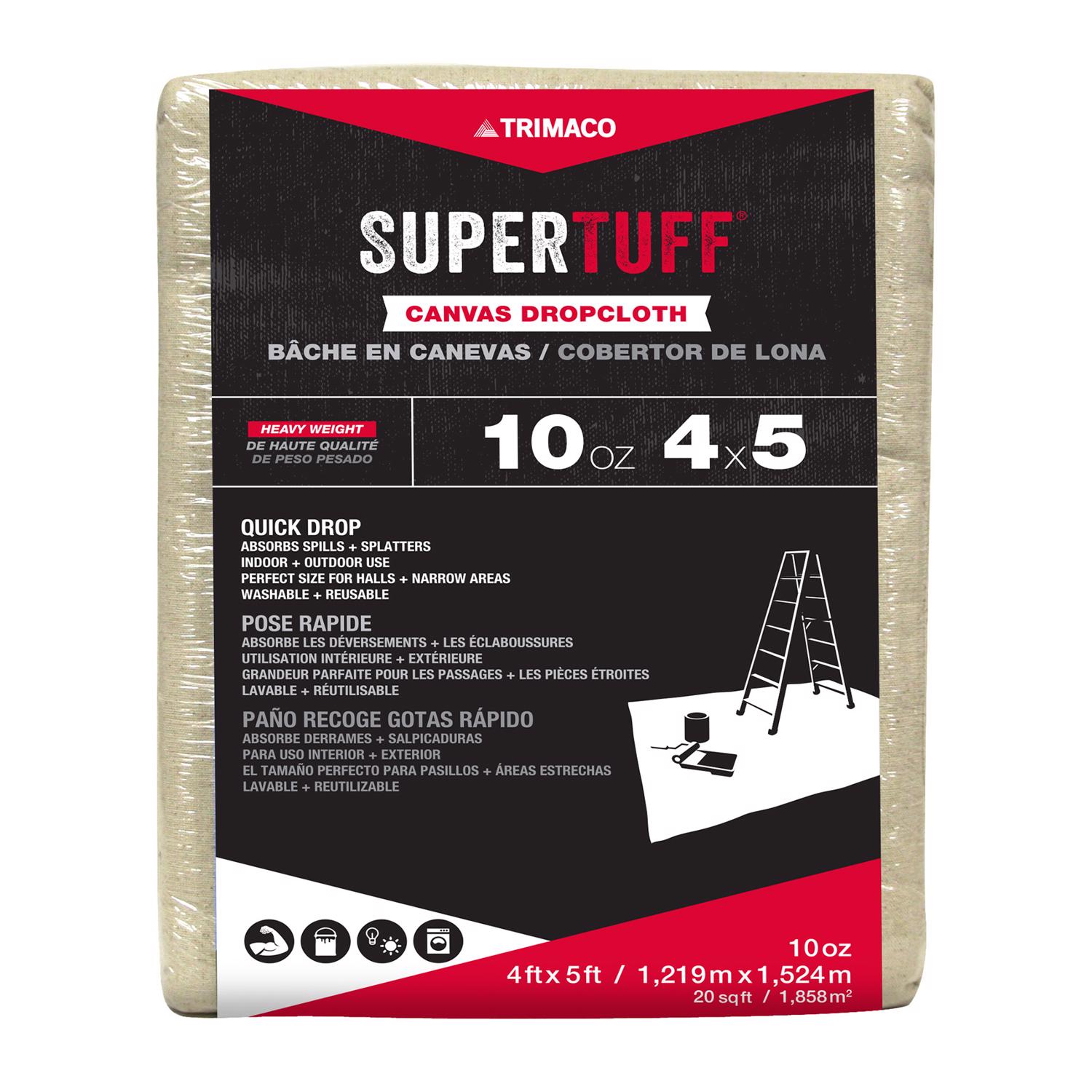 Trimaco SuperTuff 4 ft. W X 5 ft. L 10 oz Canvas Drop Cloth 1 pk