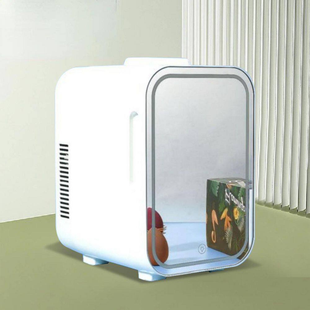 cadeninc 0.28 cu. ft. Mini Fridge in White with LED Lighted Makeup Mirror without Freezer MIX-LQMS7-004