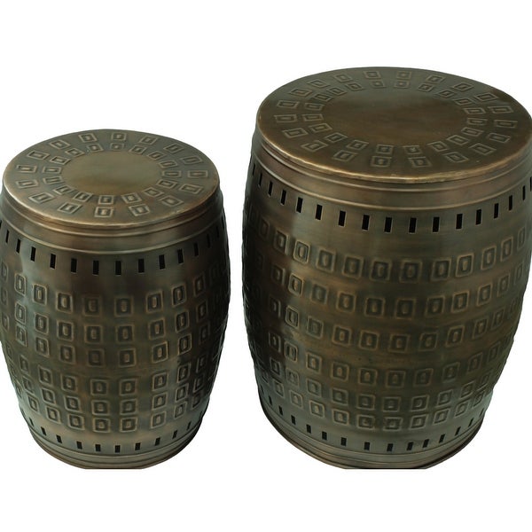 Saffron Fabs Multiple Purpose Hand Tooled 2-piece Metal Stool Set