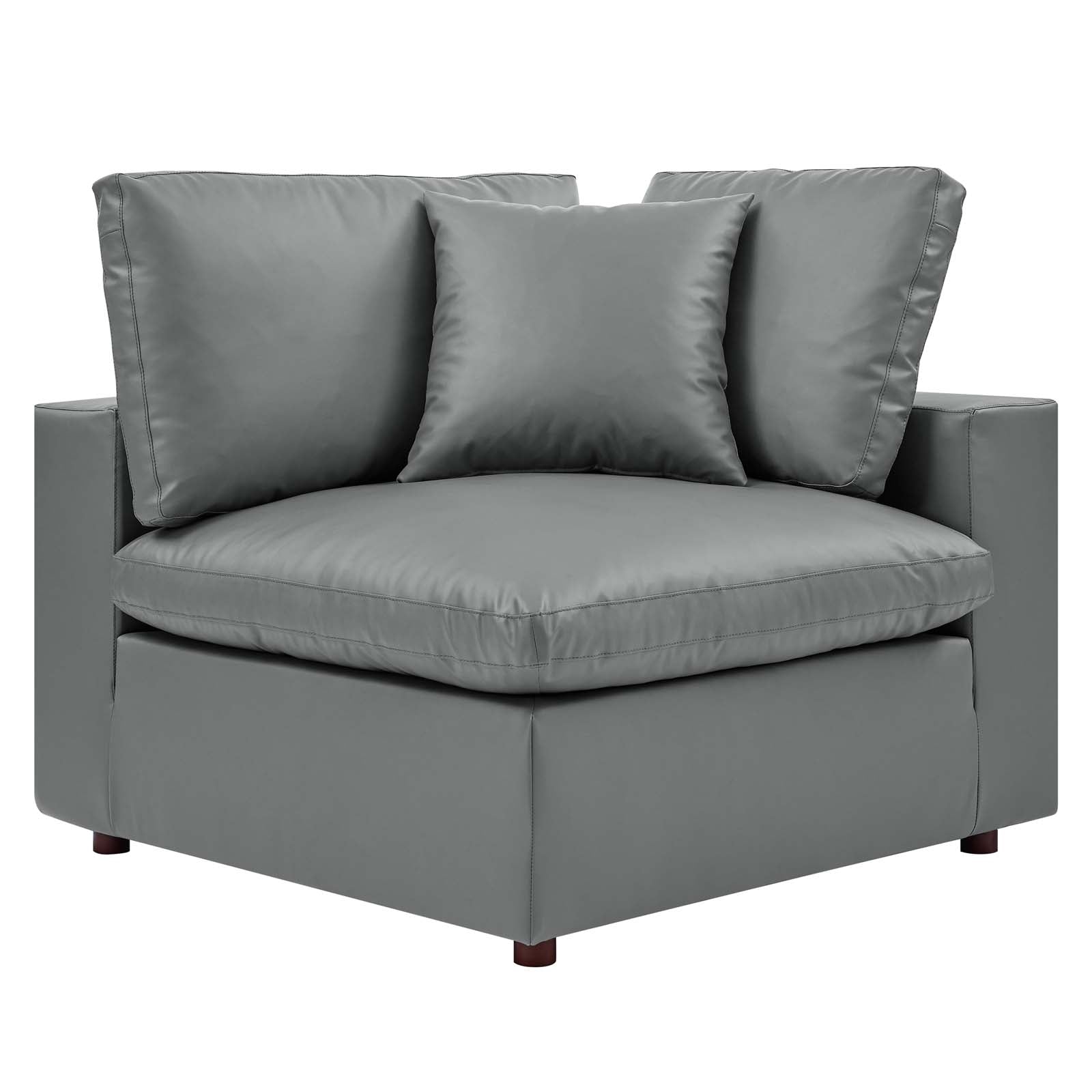 Commix Down Filled Overstuffed Vegan Leather 3-Seater Sofa-EEI-4914