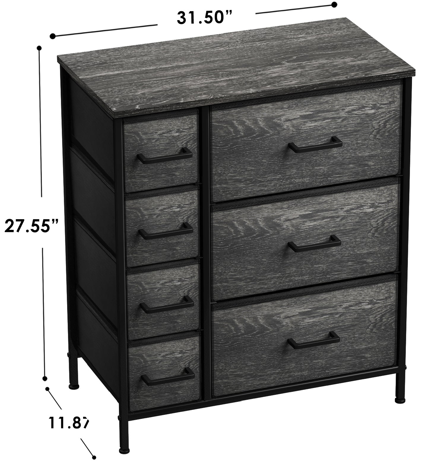 Sorbus Dresser with 7 Faux Wood Drawers - Storage Unit Organizer Chest for Clothes - Bedroom, Hallway, Living Room, Closet, & Dorm Furniture - Steel Frame, Wood Top, & Easy Pull Fabric Bins