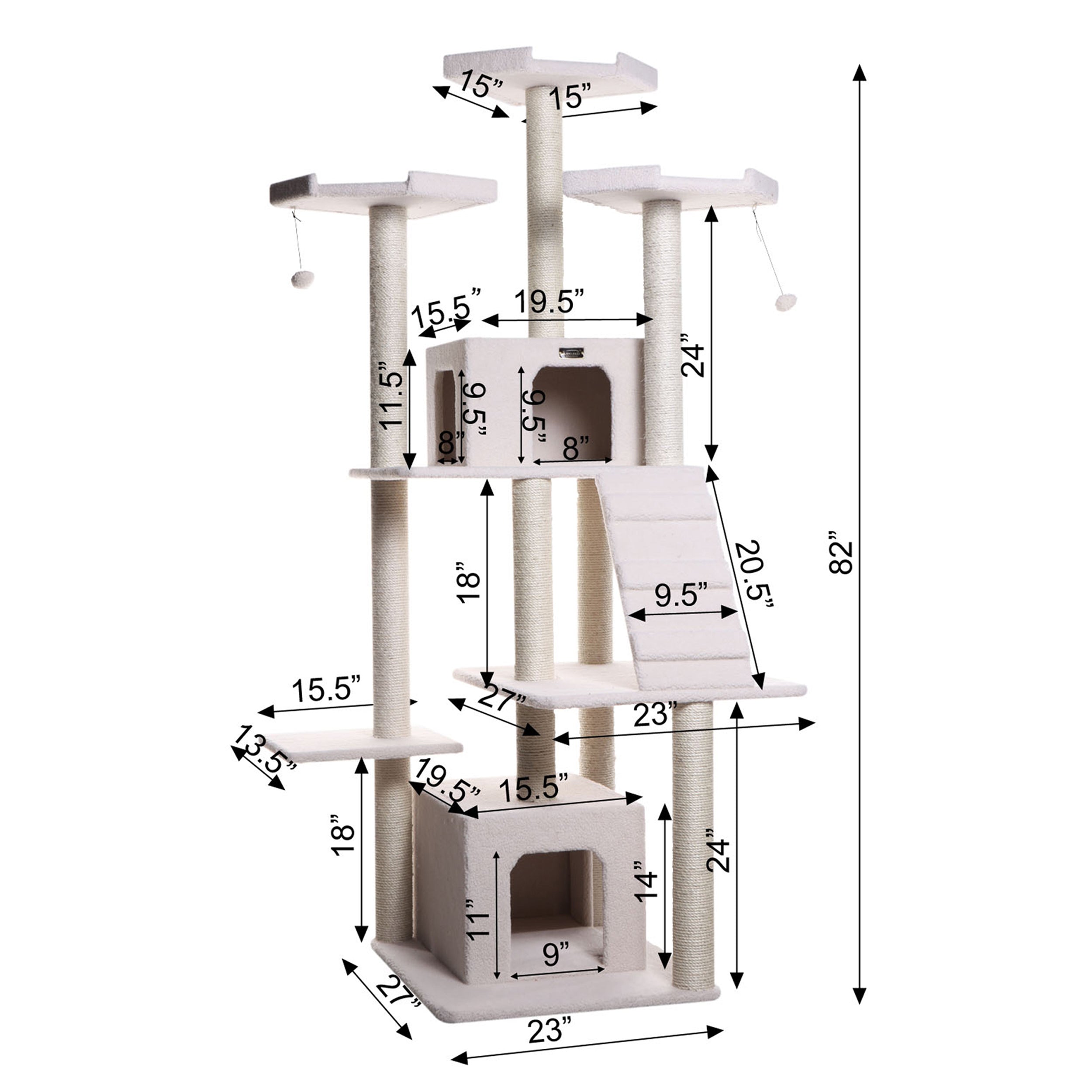 Armarkat Classic real wood Cat Tree Model B8201， 82 inch Ivory