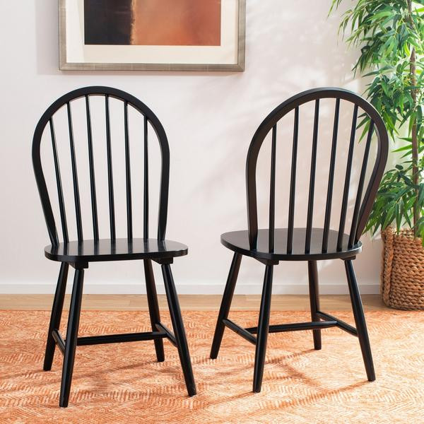 Newton Spindle Back Dining Chair set of 2 Black   Midcentury   Dining Chairs   by Peachtree Fine Furniture  Houzz