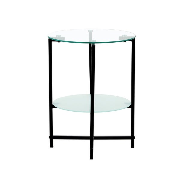 2 layer Tempered Glass End Table Round Coffee Table