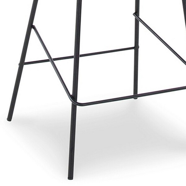 Mira 25 Inch Counter Height Stool， Set of 2， Bucket Seat， Black Metal Frame