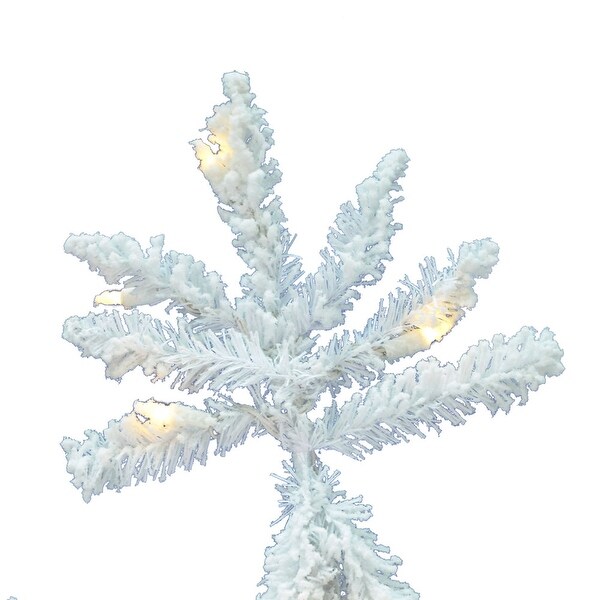 Vickerman 7.5' Flocked White Spruce Artificial Christmas Tree，Pure White Single Mold LED Lights