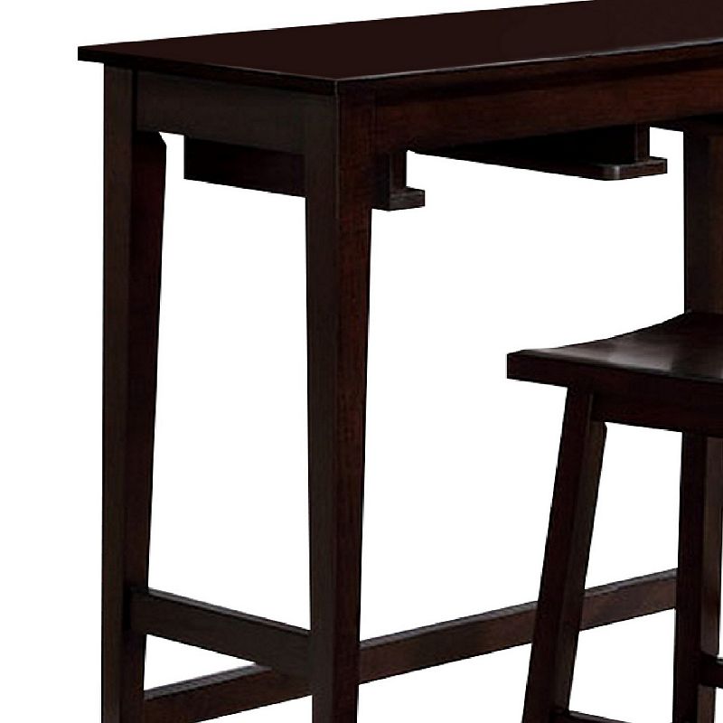 3 Piece Bar Table Set with Contoured Seat，  Espresso Brown