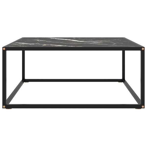 Coffee Table Black with Black Marble Glass 31.5