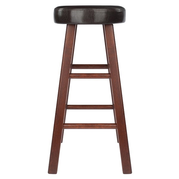 Maria Cushion Seat Counter Stool， 2-Pc Set， Espresso and Walnut