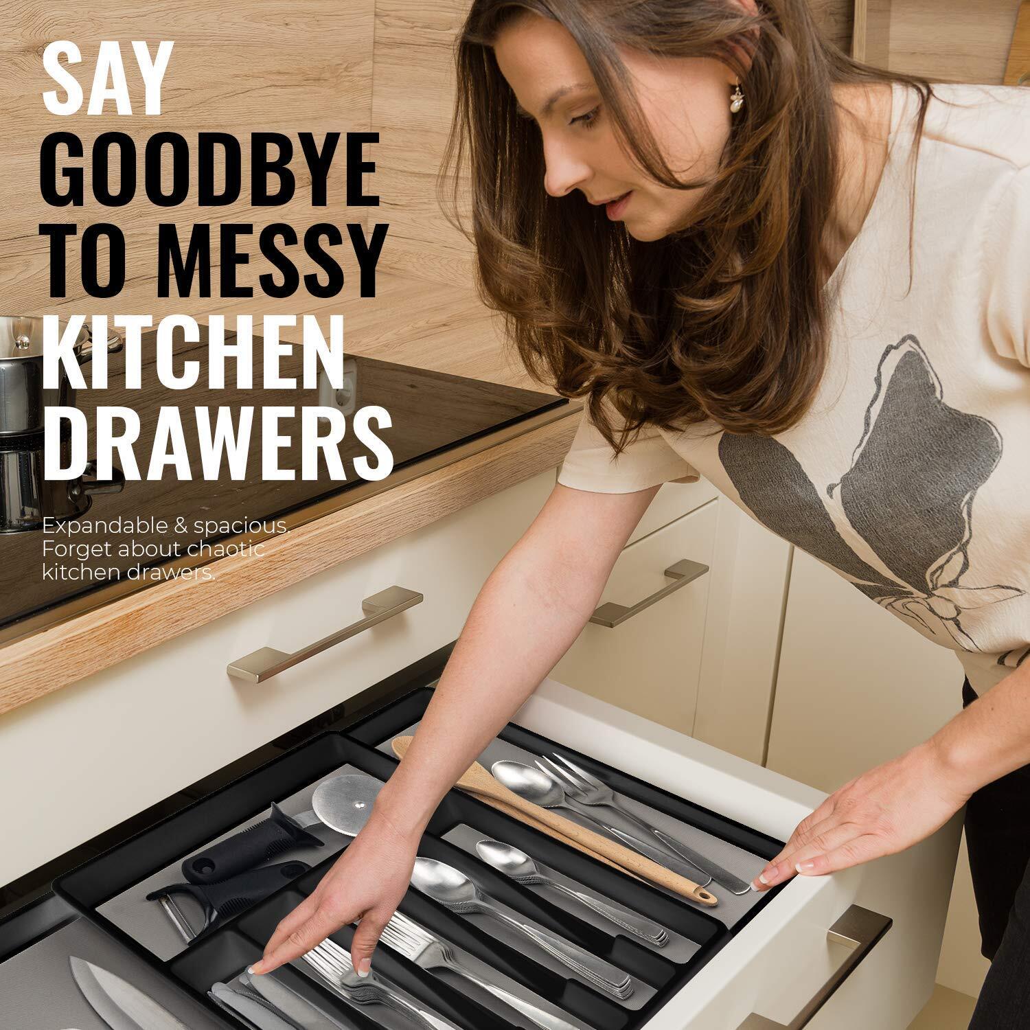 Expandable In Drawer Cutlery Organizer & Utensil Tray Set