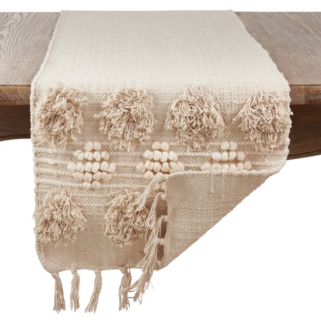 Saro Lifestyle Table Runner With Tufted Tassel Design