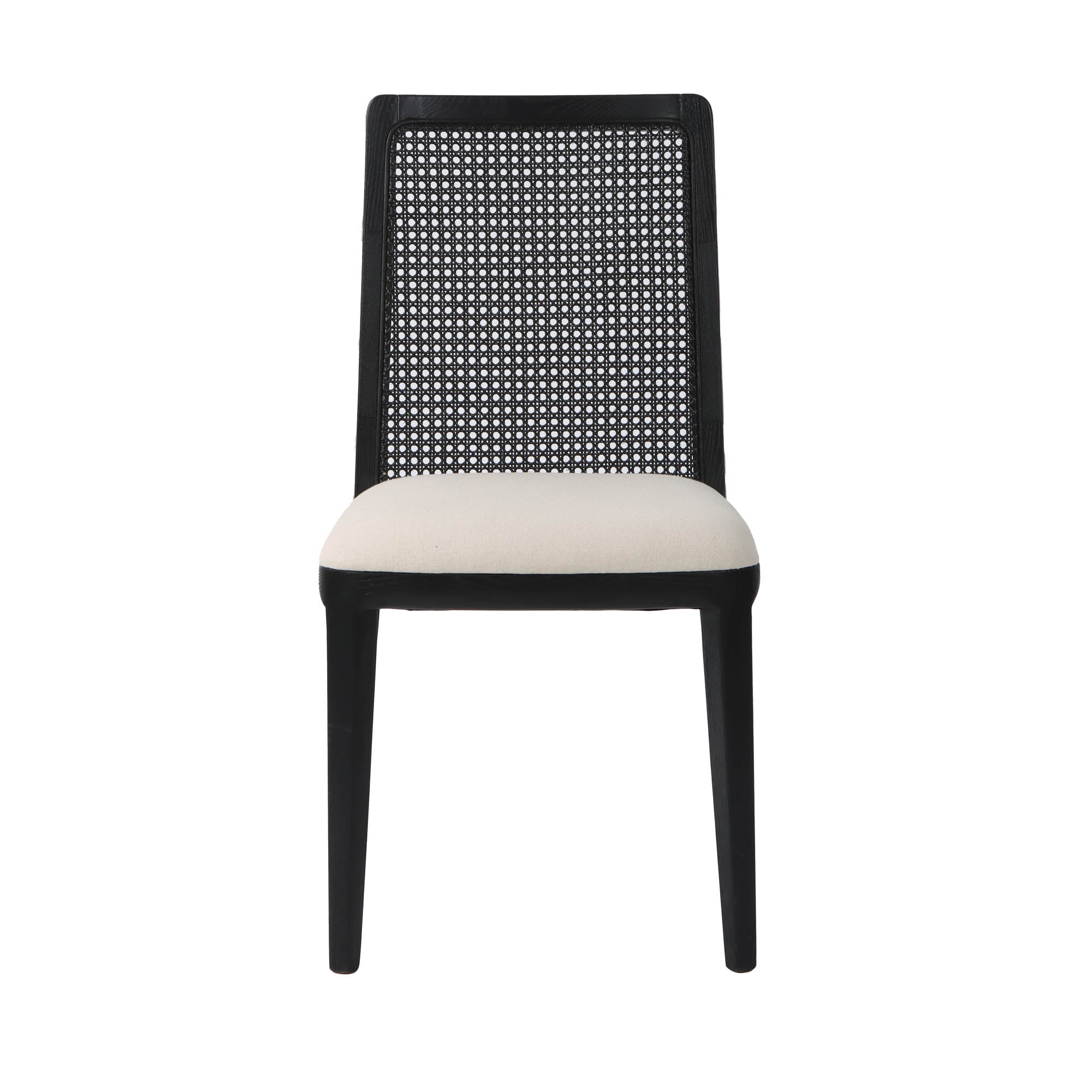 Cane Dining Chair - Oyster Linen/Black Frame