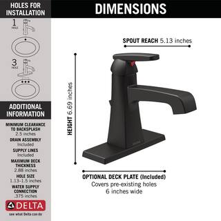 Delta Ashlyn Single Hole Single-Handle Bathroom Faucet in Matte Black 564-BLMPU-DST