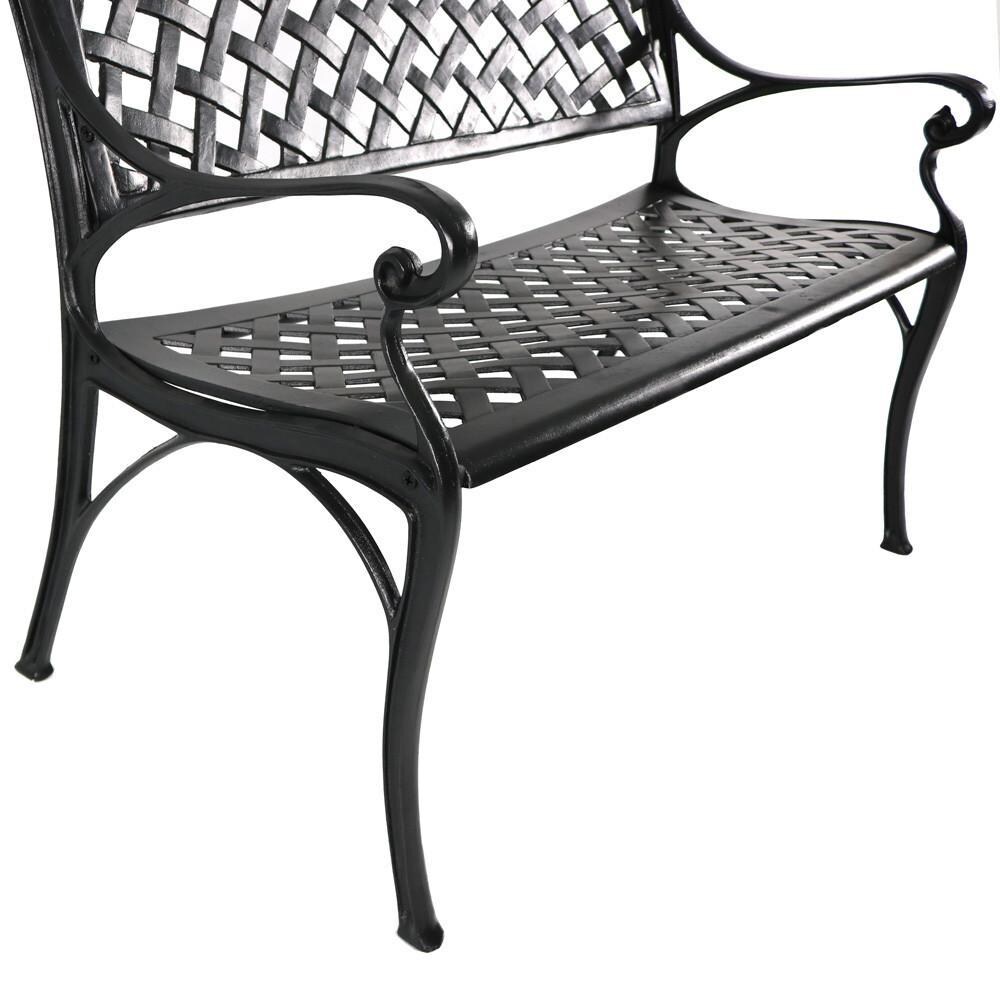 Ultimate Patio 2-Person Checkered Cast Aluminum Metal Garden Bench