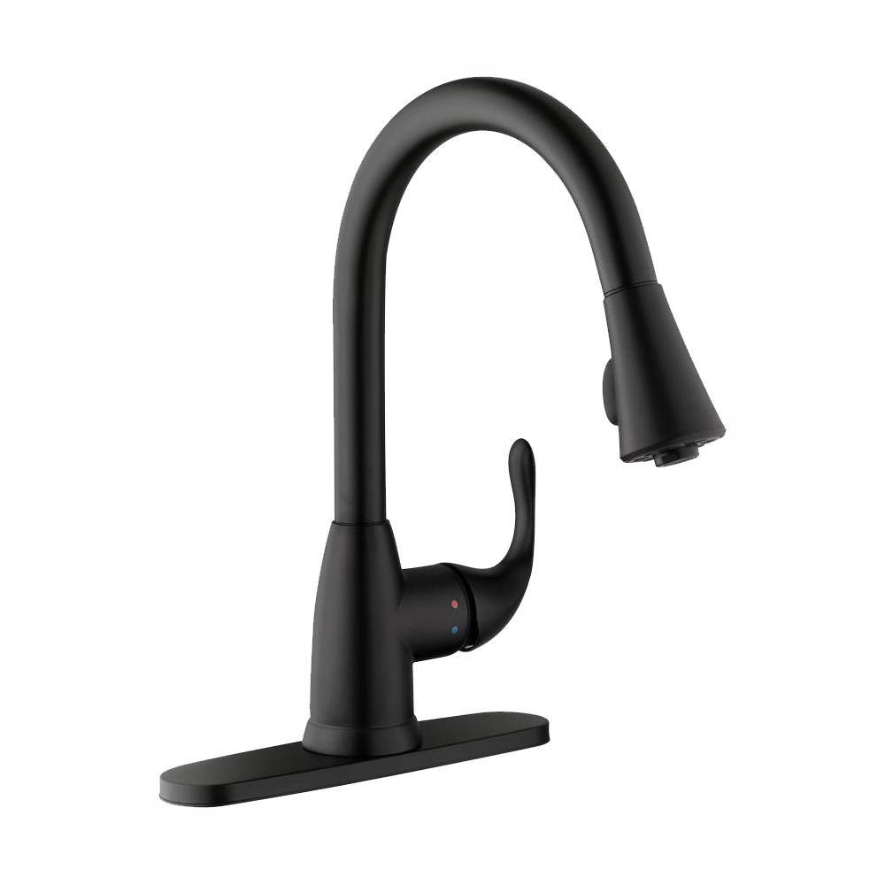 Glacier Bay Market Single-Handle Pull-Down Sprayer Kitchen Faucet in Matte Black HD67551-0310H