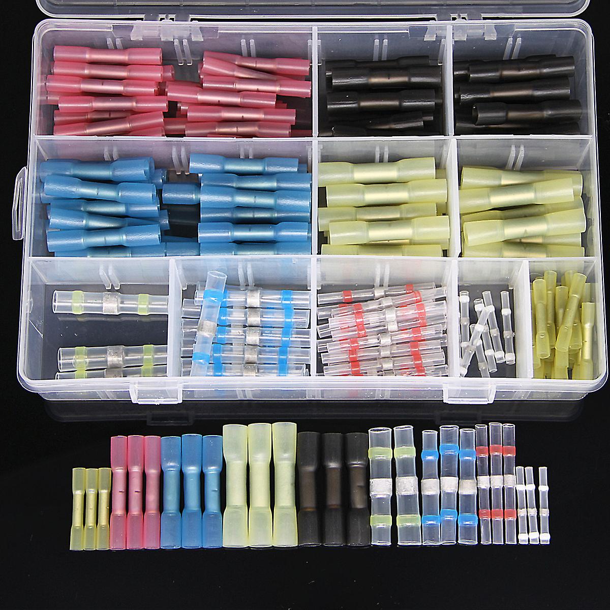 200pcs Waterproof Seal Heat Shrink Insulated Solder Butt Terminals Solder Wire Tube Electric Connectors Terminal Set