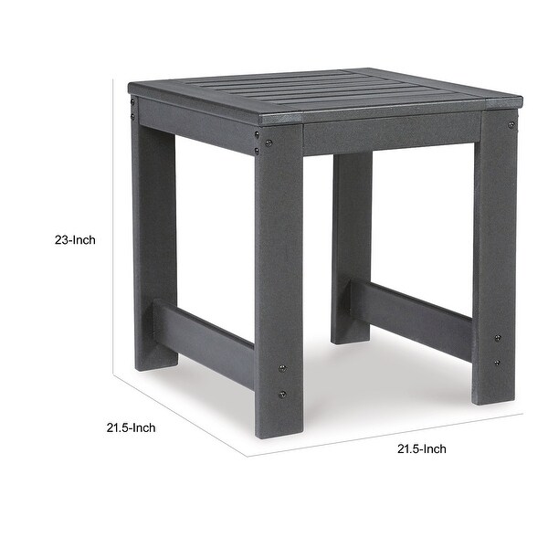 Wigo 22 Inch Outdoor Side End Table，Slatted Top，Modern Charcoal Gray