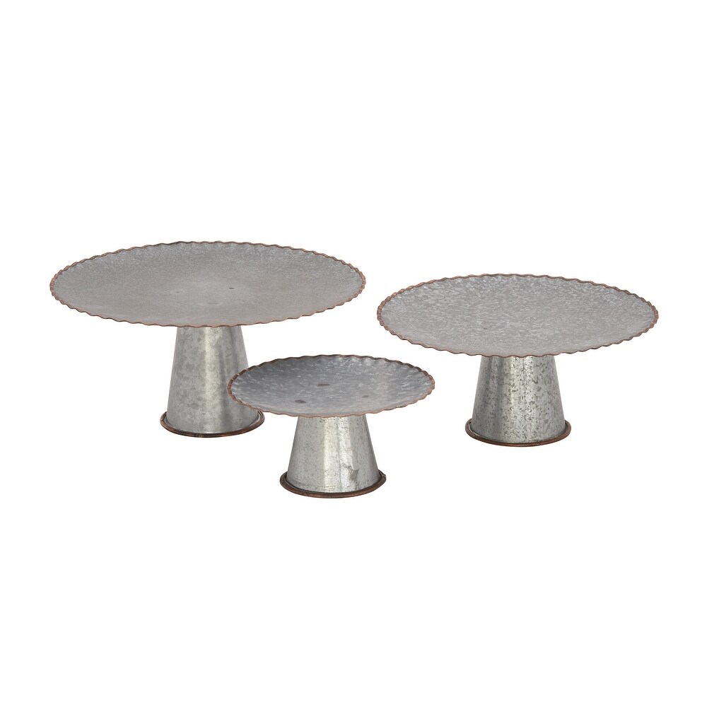 Gray Metal Galvanized Cake Stand (Set of 3)   S/3 9\