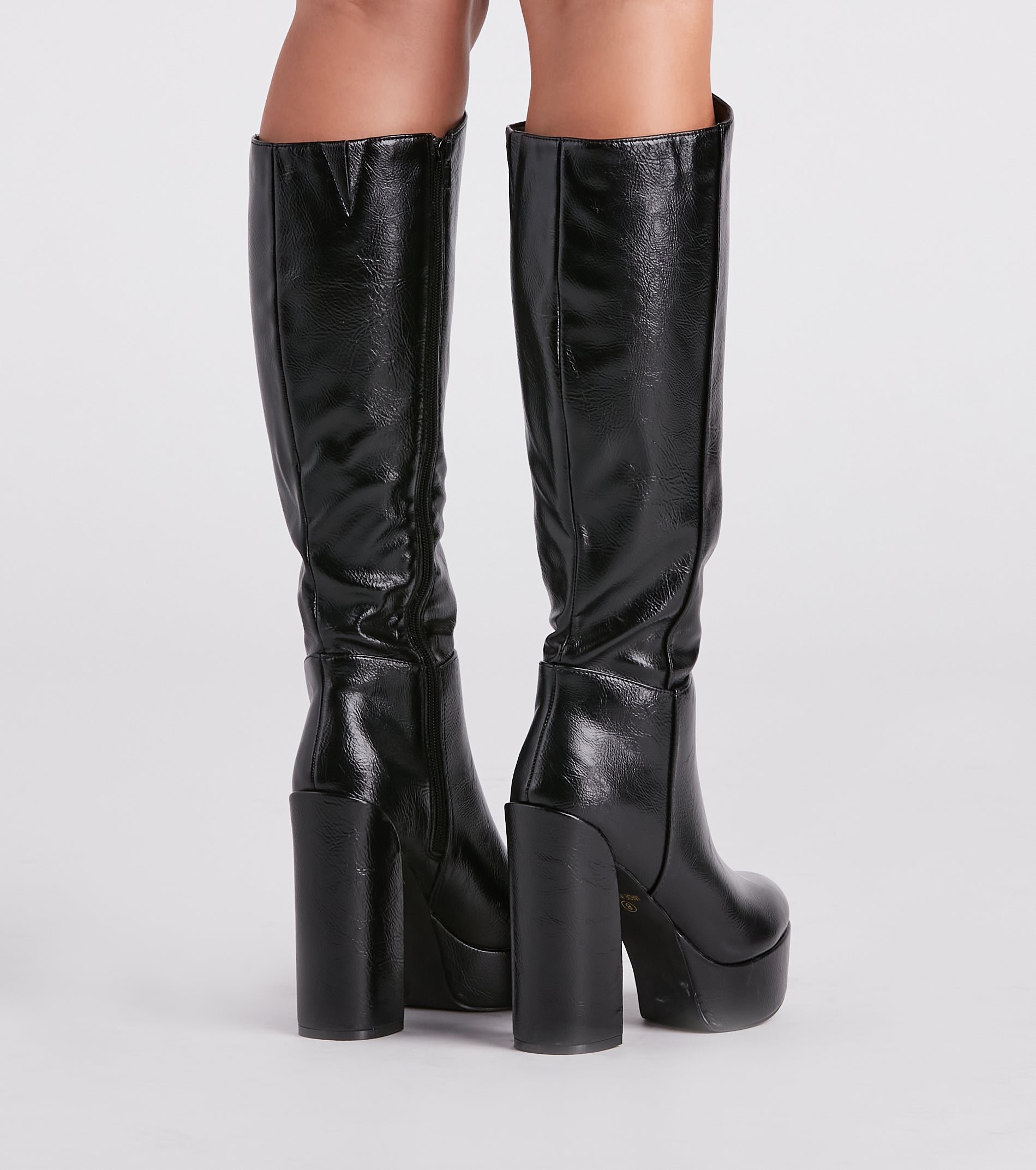 Edgy-Chic Under-The-Knee Platform Boots