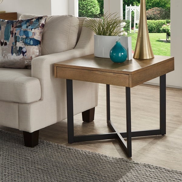 Eldersley Wood Finish End Table with One Drawer by iNSPIRE Q Modern