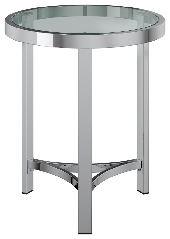 Strata Round Contemporary Metal/Glass Accent Table in Chrome/Clear   Contemporary   Side Tables And End Tables   by WHI  Houzz