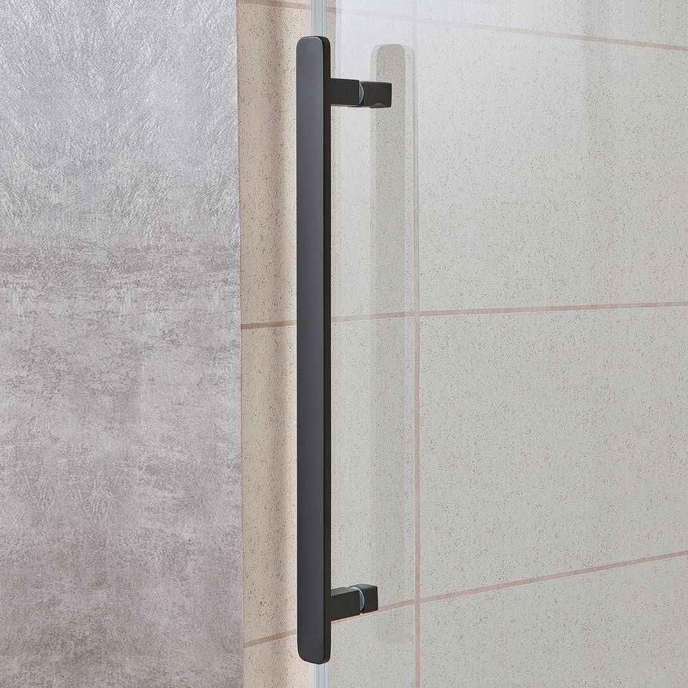 Glacier Bay Tidal 60 in. W x 59 in. H Sliding Semi Frameless Tub Door in Matte Black GBSH158